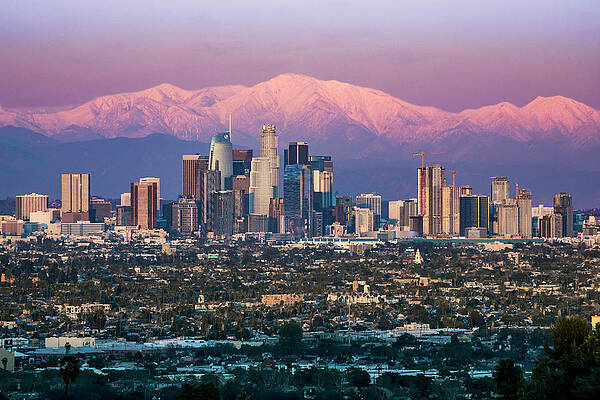 Los Angeles Wall Art featuring the photograph Snow Capped Los Angeles by Kelley King