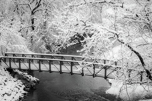 Wall Art featuring the photograph Snowy Bridge On Mill Creek by Jeff Phillippi