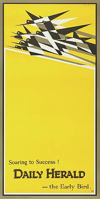 Yellow Wall Art featuring the painting Soaring To Success, The Early Bird by Edward Mcknight Kauffer