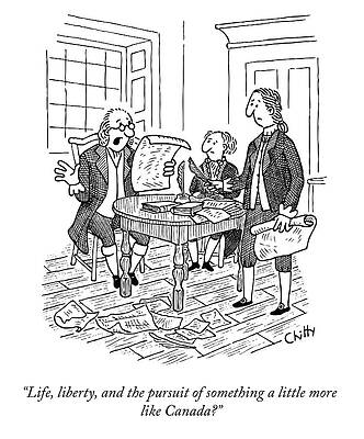 Founding Fathers in a Humorous Meeting Wall Art