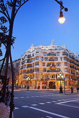 Lamp Wall Art featuring the digital art Spain, Catalonia, Casa Mila La Pedrera by Rainer Mirau