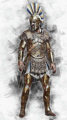 Historical Painting - Spartan Hoplite - 58 by AM FineArtPrints