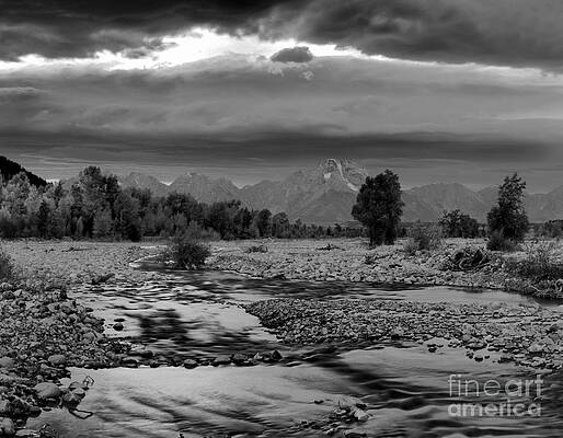 Wall Art featuring the photograph Spread Creek Sunset Glow Black And White by Adam Jewell
