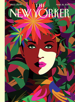 Colorful Floral Portrait on Magazine Cover Wall Art