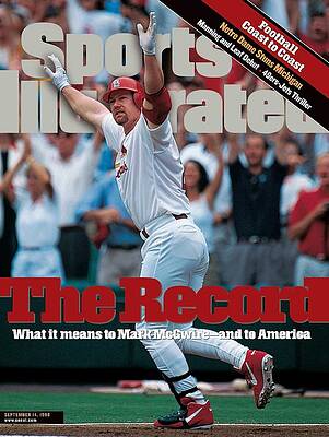Mark McGwire Celebrates on Magazine Cover Photograph