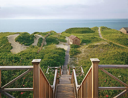Massachusetts Photograph - Stairs To The Beach In Nantucket by Durston Saylor
