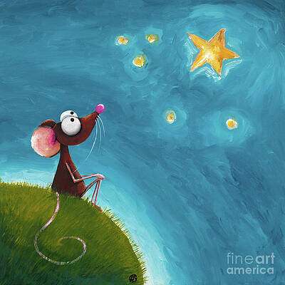Mouse Gazing at a Star Wall Art
