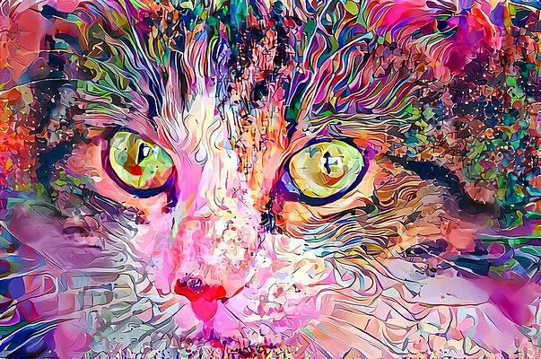 Happy Digital Art - Stare Into My Cat Eyes by Don Northup