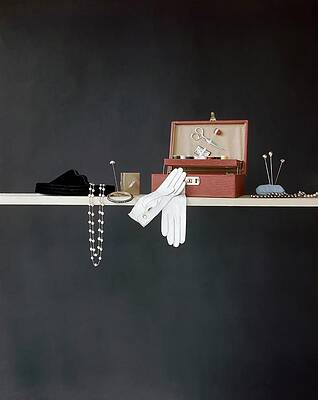 Wall Art featuring the digital art Still Life Of Sewing Chest And Women's Accessories by William Grigsby