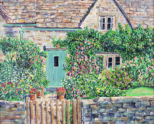 Wall Art featuring the painting Summer Cottage Garden by Seeables Visual Arts