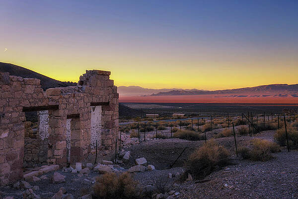 Sunrise Wall Art featuring the photograph Sunrise Above Abandoned Building In Rhyolite, Nevada by Miroslav Liska