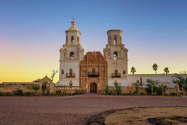 Sunrise Wall Art featuring the photograph Sunrise At The San Xavier Mission Church In Tucson by Miroslav Liska