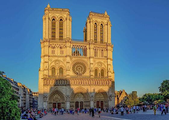 Sunset Photograph - Sunset At Notre Dame by Marcy Wielfaert