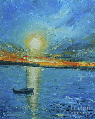Sea Painting - Sunset At Sandbanks by Jane See