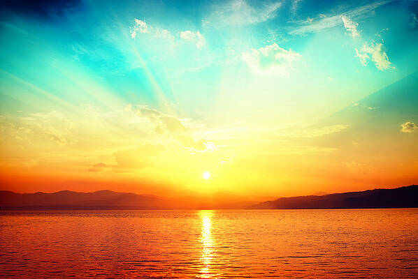Vibrant Lake Sunset Wall Art