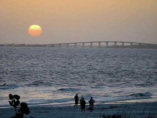 Wall Art featuring the photograph Sunset Sanibel Causeway by Karen Stansberry
