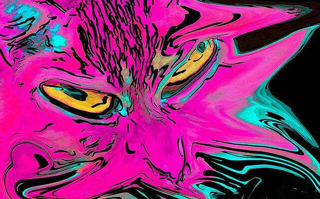 Happy Digital Art - Super Duper Crazy Cat Pink by Don Northup