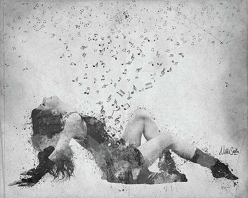 Woman with Musical Notes Digital Art