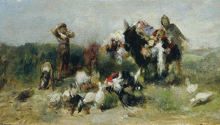 Chicken Painting - Szene Aus Don Quichote by Johann Till The Younger