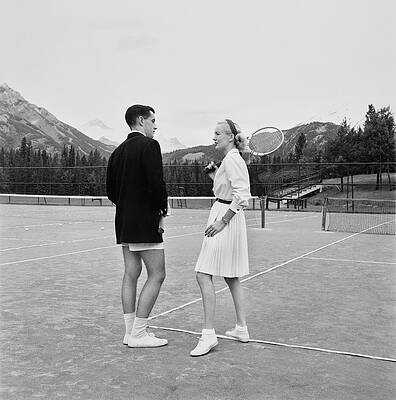 Wall Art featuring the photograph Tennis Players In The Canadian Rockies by Leombruno-Bodi