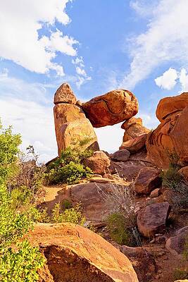 Wine Wall Art featuring the digital art Texas, Big Bend National Park, Grapevine Hills, Balanced Rock by Kav Dadfar