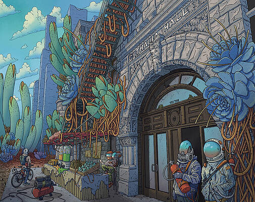 Astronauts Explore an Overgrown Building Digital Art