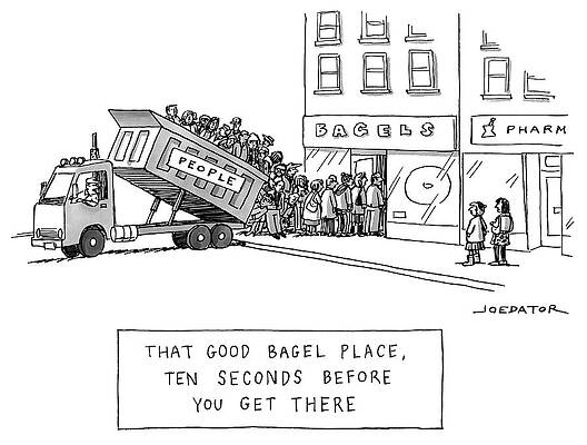 Crowded Bagel Shop Line Drawing
