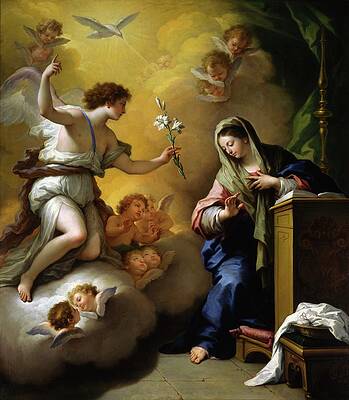 Religion Wall Art featuring the painting The Annunciation by Paolo De Matteis