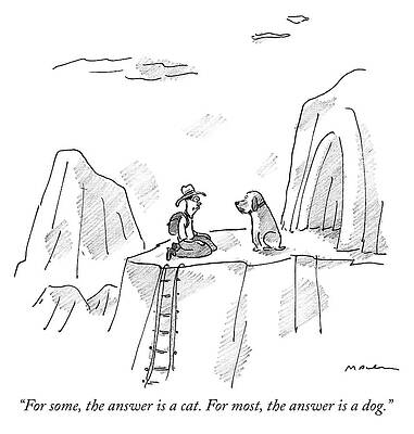 Hiker and Dog on Mountain Ledge Wall Art