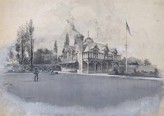 Victorian Clubhouse by a Lake Wall Art