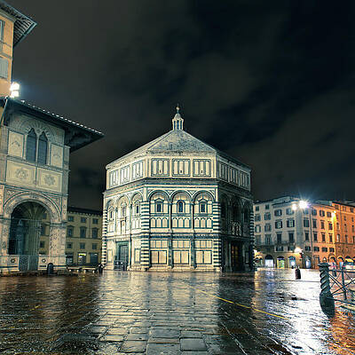 Florence Baptistery at Night Wall Art