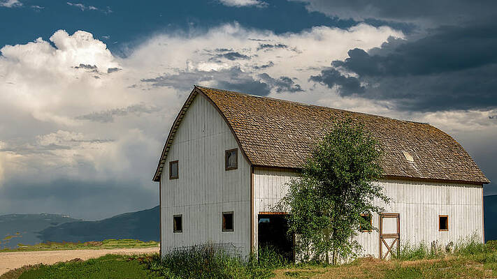 Country Photograph - The Big White Barn by Marcy Wielfaert