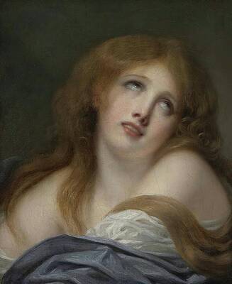 Gaze Painting - The Bust Of A Young Girl, Called Virginie by Jean-baptiste Greuze