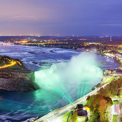 Impressive Wall Art featuring the digital art The Canadian Horseshoe Falls At Night by Pietro Canali