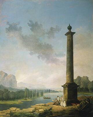 Hubert Robert Painting - The Column by Hubert Robert