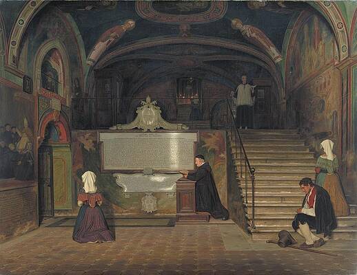 Martinus Rorbye Painting - The Crypt In The Monastry Of San Benedetto In Subiaco, Italy by Martinus Rorbye