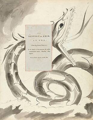 Monochrome Wall Art featuring the painting The Descent Of Odin' by William Blake