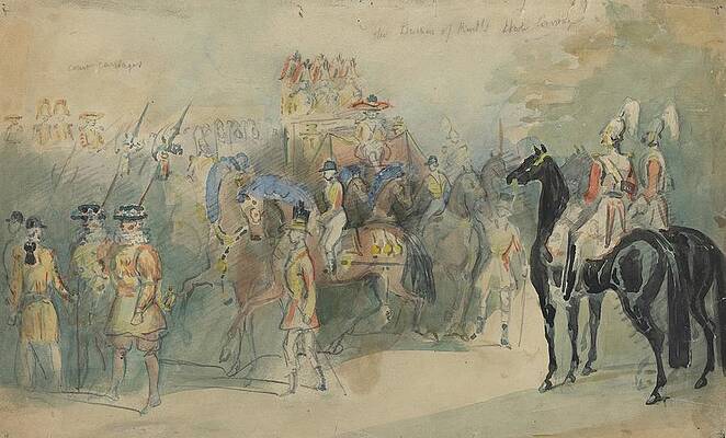 Constantin Guys Painting - The Duchess Of Kents State Carriage by Constantin Guys
