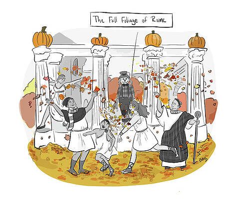 Temple Drawing - The Fall Foliage Of Rome by Brooke Bourgeois