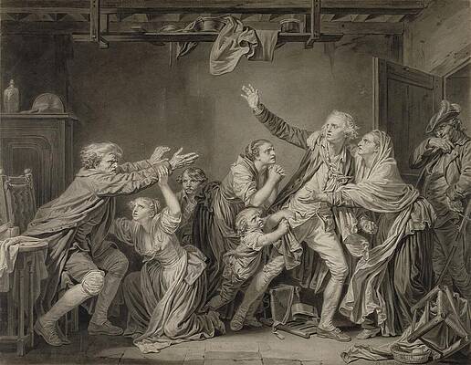 Monochrome Drawing - The Fathers Curse; The Ungrateful Son by Jean-baptiste Greuze