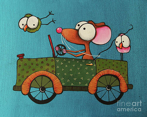 Wall Art featuring the painting The Green Car by Lucia Stewart