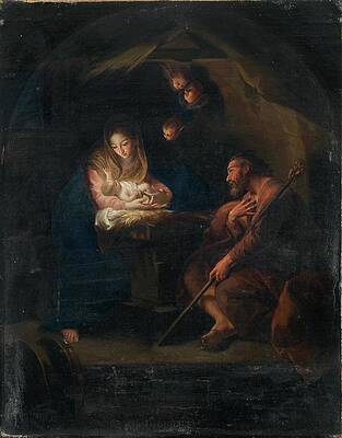 Pompeo Batoni Painting - The Holy Family by Circle Of Pompeo Batoni