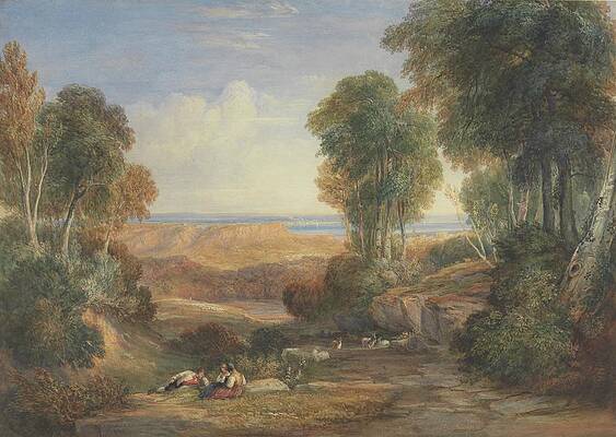 David Cox Painting - The Junction Of The Severn And The Wye With Chepstow by David Cox