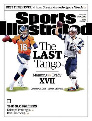 Manning vs. Brady on Sports Cover Wall Art