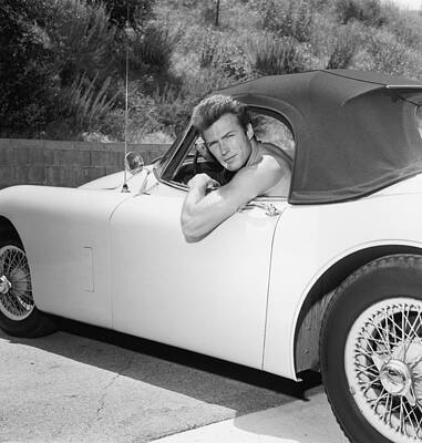 Man Relaxing in Vintage Car Wall Art