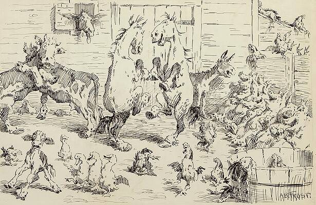 Chicken Painting - The Morning After The Night by Arthur Burdett Frost