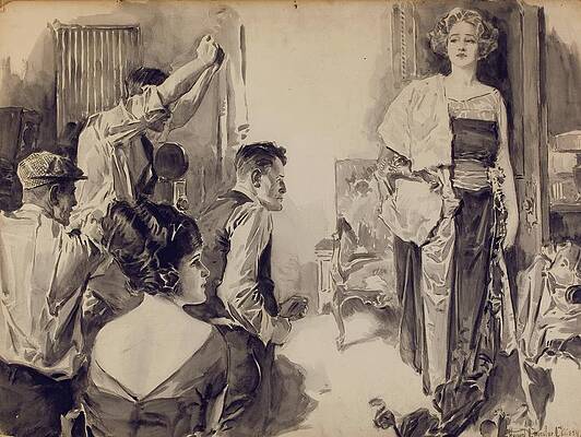 Monochrome Drawing - The Photo Shoot by Howard Chandler Christy