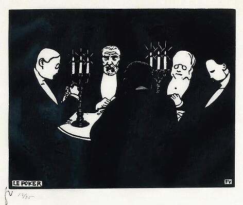 Monochrome Wall Art featuring the painting The Pokergame by Felix Vallotton
