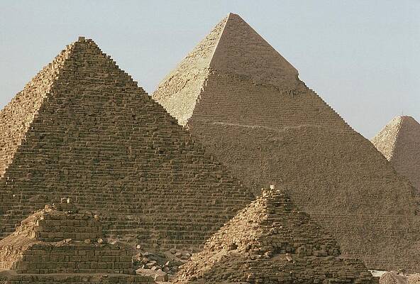 Majestic Pyramids Under Clear Sky Wall Art