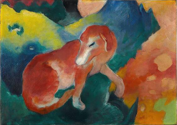 Dog Painting - The Red Dog by Franz Marc